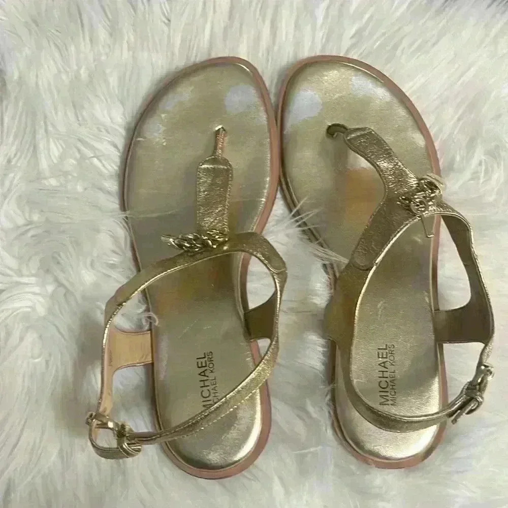 MICHAEL Michael Suki Charms Thong Sandals Gold Metallic Size 7.5 - Picture 8 of 8